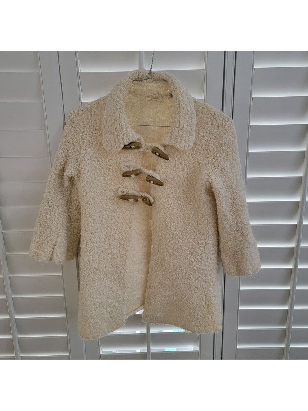 Sleeping on Snow Cream Mohair Blend Toggle Coat – Textured Wool Jacket - Picture 11 of 11